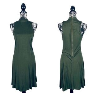 5 for $25 Signature Collection olive green high neck midi dress size small
